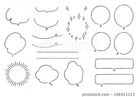 Hand-drawn speech bubble set - line drawing only Hand-drawn speech bubble set - line drawing only 106921223