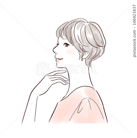 中年婦女撫摸她的頭髮 106921637