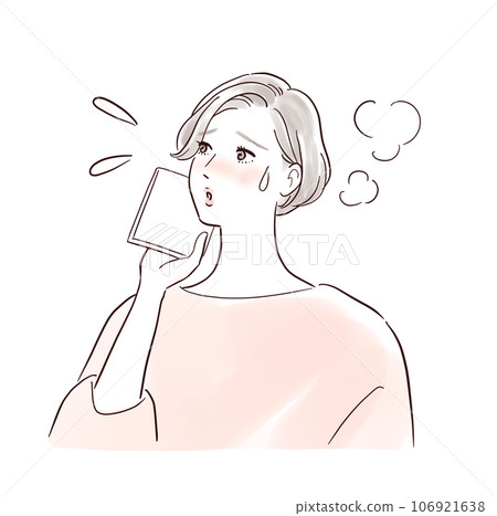 中年婦女用手帕擦汗 中年婦女用手帕擦汗 106921638