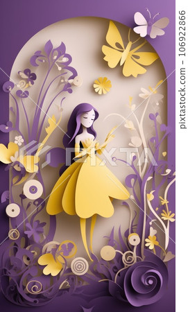 Beautiful and delicate woman concept paper cut art. Generative AI Beautiful and delicate woman concept paper cut art. Generative AI 106922866