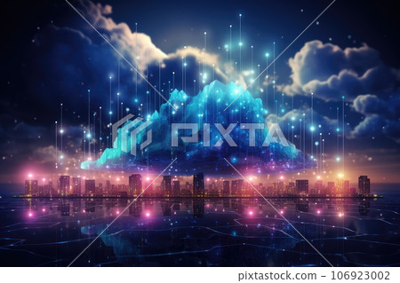 Cloud computing transfer big data on internet. futuristic digital technology .Generative AI 106923002