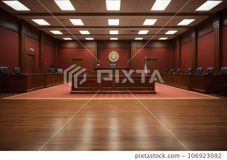 Empty Court hall. lawyer and judge concept. Generative AI Empty Court hall. lawyer and judge concept. Generative AI 106923092
