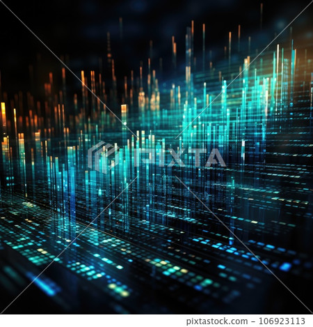 Abstract night cityscape background. Smart city, ai and digital transformation concept. Double exposure Abstract night cityscape background. Smart city, ai and digital transformation concept. Double exposure 106923113