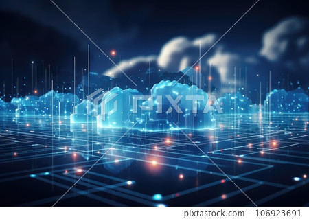 Cloud computing transfer big data on internet. futuristic digital technology .Generative AI Cloud computing transfer big data on internet. futuristic digital technology .Generative AI 106923691