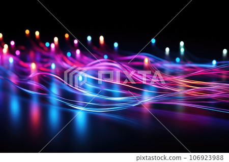Fiber optic light transfer futuristic background. Cyberspace and background. Generative AI 106923988