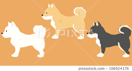 手繪簡單可愛的柴犬插畫,橫向,無主線 手繪簡單可愛的柴犬插畫,橫向,無主線 106924176