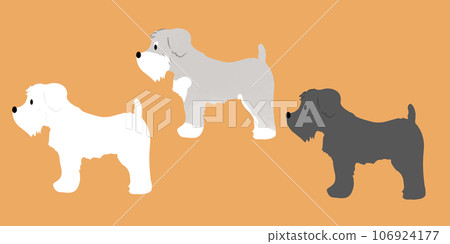 Hand-drawn simple illustration of a cute miniature schnauzer, landscape orientation, no main lines Hand-drawn simple illustration of a cute miniature schnauzer, landscape orientation, no main lines 106924177