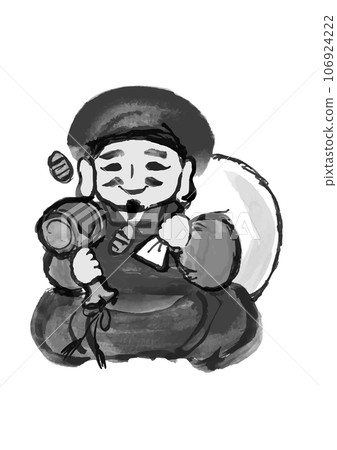 Hand-drawn Japanese style illustration of Daikokuten of the Seven Lucky Gods 106924222