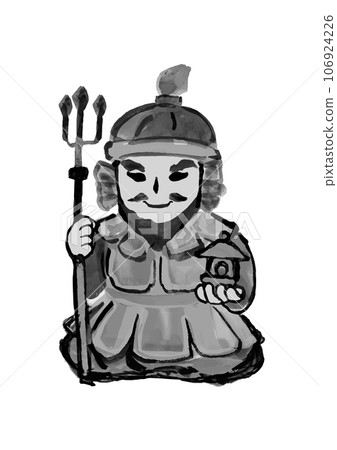 七福神之一毗沙門天的手繪日式插圖 106924226