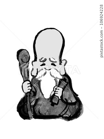 Hand-drawn Japanese style illustration of Fukurokuju of the Seven Lucky Gods 106924228