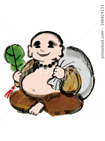 七福神的布袋孫手繪日式插畫 106924231