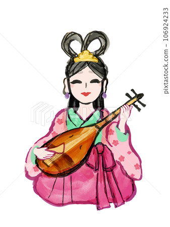 七福神的弁財天手繪日式插畫 七福神的弁財天手繪日式插畫 106924233