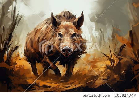 Image of a wild boar in the forest, Wildlife Animals., Generative AI, Illustration. 106924347