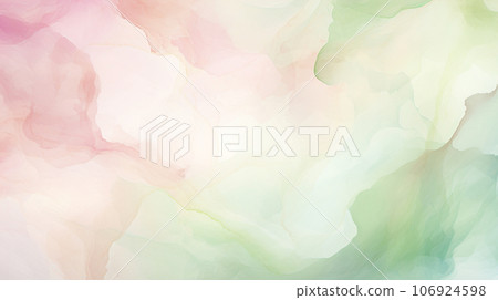 水彩風格背景素材：溫柔的淡粉色和綠色 106924598
