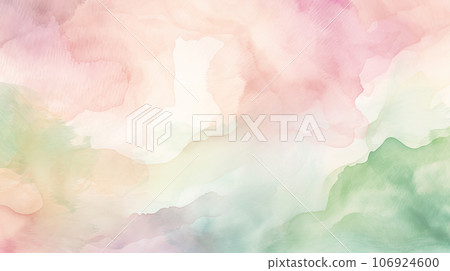 Watercolor style background material: gentle pale pink and green 106924600