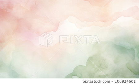 水彩風格背景素材：溫柔的淡粉色和綠色 106924601