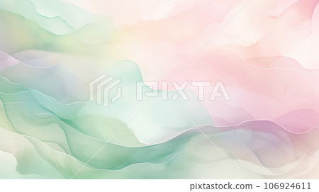 水彩風格背景素材：溫柔的淡粉色和綠色 106924611