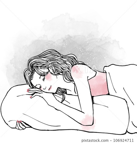 女人抱著枕頭睡覺 106924711