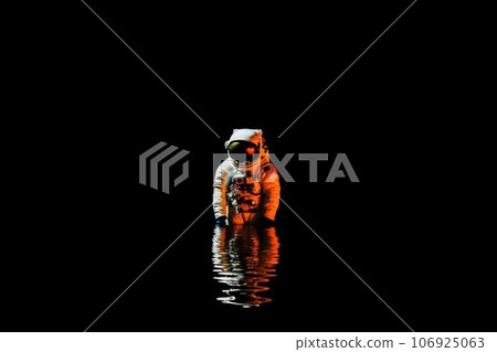 Photo of an astronaut in the black darkness Generative AI 106925063
