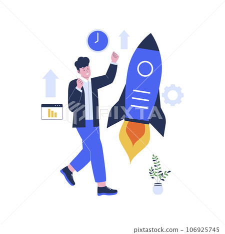 Vector of boosting productivity illustration. self productivity, self development soft skills. Flat design illustration Vector of boosting productivity illustration. self productivity, self development soft skills. Flat design illustration 106925745