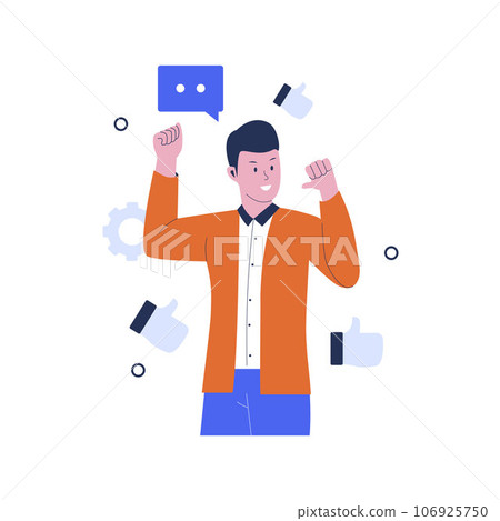 Vector of man confidence illustration. Self development soft skills. Flat design illustration 106925750