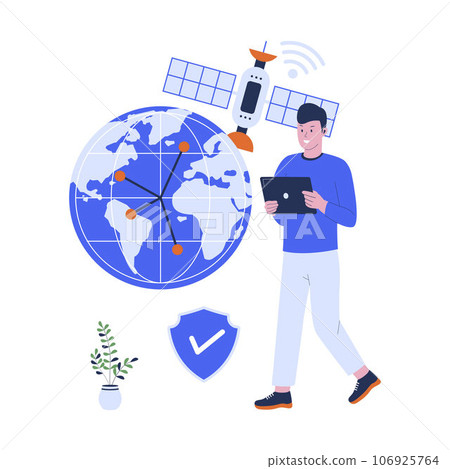 Vector of global networks illustration. protect network connections. Flat design illustration Vector of global networks illustration. protect network connections. Flat design illustration 106925764