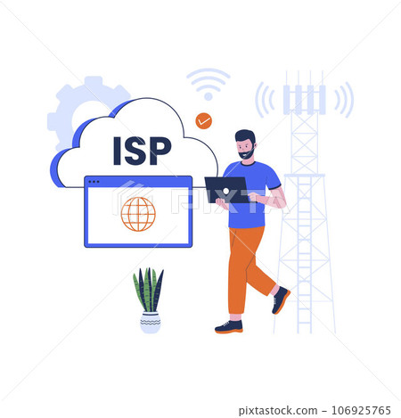 Vector of ISP illustration. Internet service provider, network connection. Flat design illustration Vector of ISP illustration. Internet service provider, network connection. Flat design illustration 106925765
