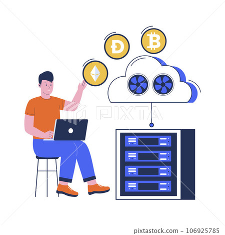 Cloud mining crypto concept. server mining bitcoin. Flat design illustration Cloud mining crypto concept. server mining bitcoin. Flat design illustration 106925785
