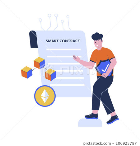 Smart contract concept illustration. Blockchain vector. Flat design illustration Smart contract concept illustration. Blockchain vector. Flat design illustration 106925787