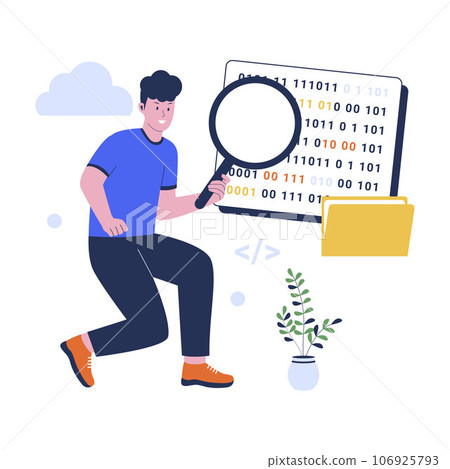Vector illustration of binary data concept. Flat design illustration 106925793