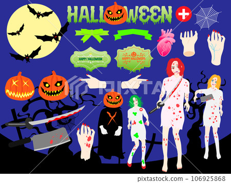 Zombie nurse and Halloween material set Zombie nurse and Halloween material set 106925868