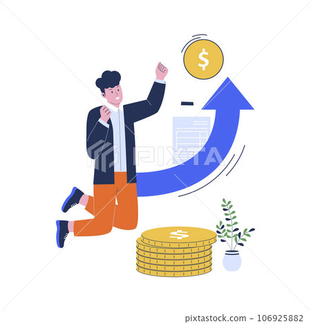Vector illustration of salary increase concept. Employee vector, man happy salary increase. Flat design illustration 106925882