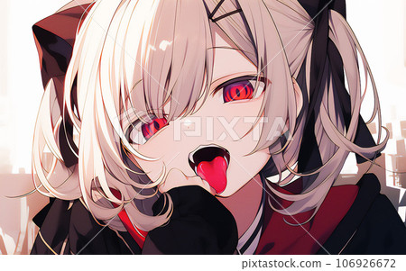 一個女孩伸出舌頭的插圖 [AI 生成圖像] 106926672