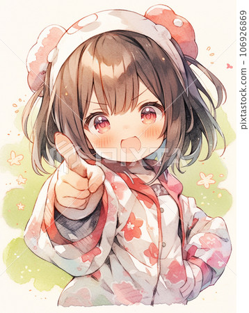 Cute girl pointing her finger Cute girl pointing her finger 106926869