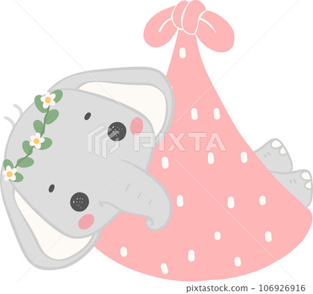 Baby shower elephant, cute innocence baby animal cartoon hand drawing 106926916