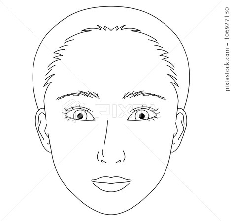 Face: Upper Sanpaku eyes, black and white Face: Upper Sanpaku eyes, black and white 106927130