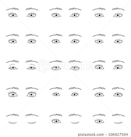 各種眼睛，雙眼和單眼，雙眼套裝，黑白 106927504