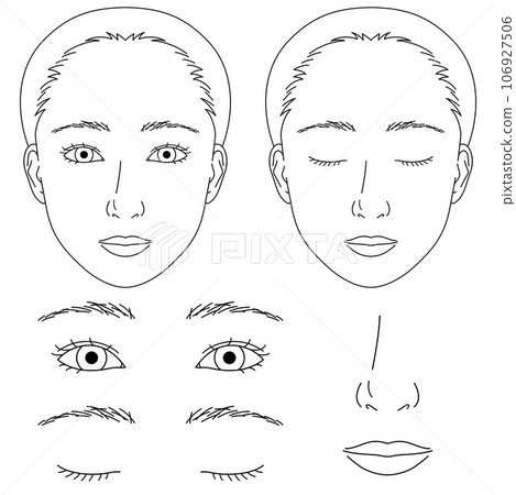 Face parts set female black and white Face parts set female black and white 106927506