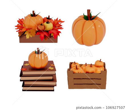 Autumn decoration collection vector 3d 106927507