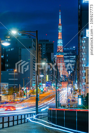 Tokyo Tower lit up in summer Tokyo Tower lit up in summer 106927773