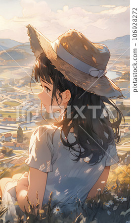 Memories of fun times looking back on the hill (AI generated image) 106928272