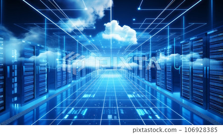 An abstract model of cloud computing that demonstrates the scalability and flexibility of cloud-based services by utilizing servers and data clouds. Background An abstract model of cloud computing that demonstrates the scalability and flexibility of cloud-based services by utilizing servers and data clouds. Background 106928385