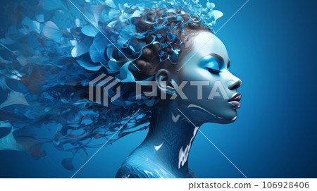 Creativity Powered by AI An artist who draws inspiration from AI-generated artwork, demonstrating the convergence of human creativity with artificial intelligence. Background  106928406