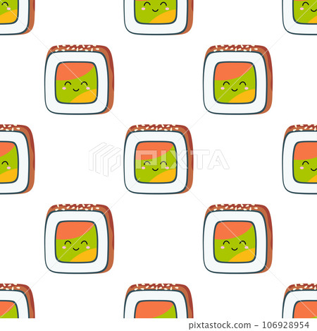 seamless pattern with cartoon funny sushi seamless pattern with cartoon funny sushi 106928954
