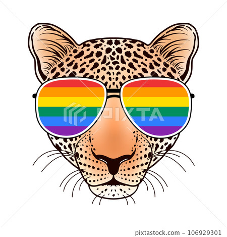 Leopard muzzle with sunglasses Leopard muzzle with sunglasses 106929301