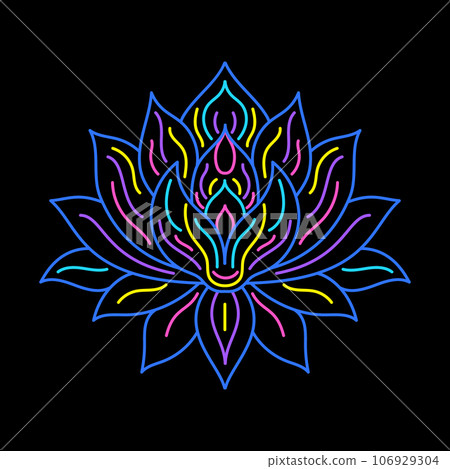 Lotus sign in line art style. Lotus sign in line art style. 106929304