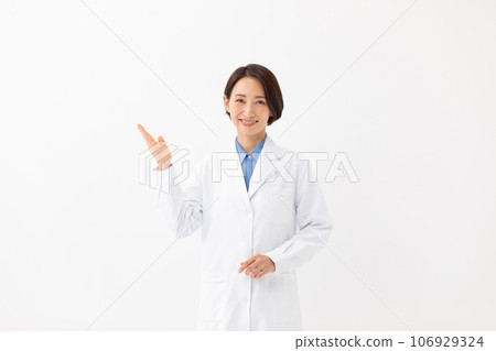 Woman in white coat medical hand holding 106929324