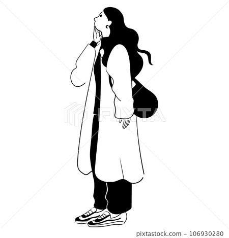 一位時尚年輕女性的線條畫矢量圖 一位時尚年輕女性的線條畫矢量圖 106930280