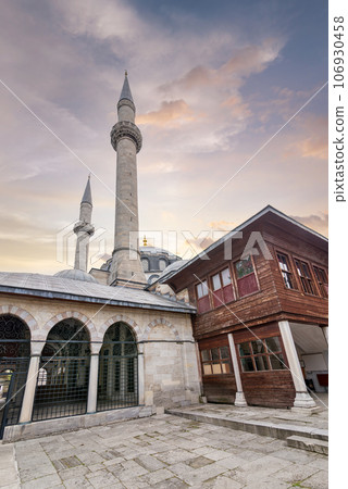 16th century Atik Valide Mosque after sunrise, located in Uskudar district, Istanbul, Turkey 106930458
