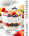 Fruit and granola yogurt parfait 106930828